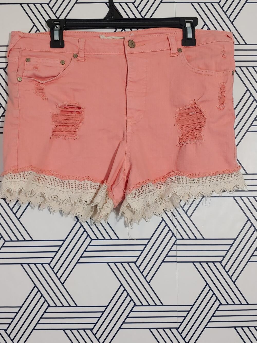 Altard State Distressed Crochet Boho Denim Short Size 30/11